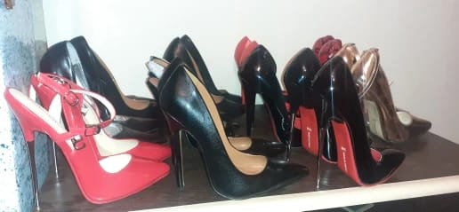 Customer photo review of Patent Leather Stiletto Pumps With Sculpted Arch — White | KIMLUD