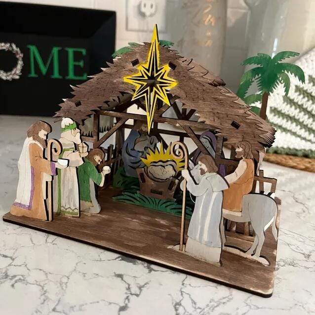 Customer photo review of Nativity scene miniatures laser cut svg file