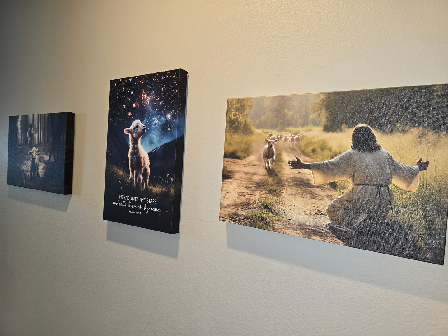Customer photo review of Lamb Runs to Jesus Wall Art Canvas