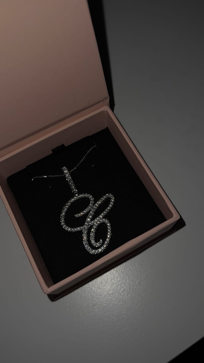 Customer photo review of Custom Script initial necklace