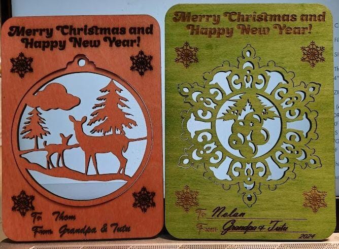 Customer photo review of Christmas gift cards 7 bundle laser cut svg file