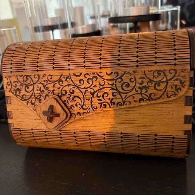 Customer photo review of Wooden clutch handbag purse laser cut svg file