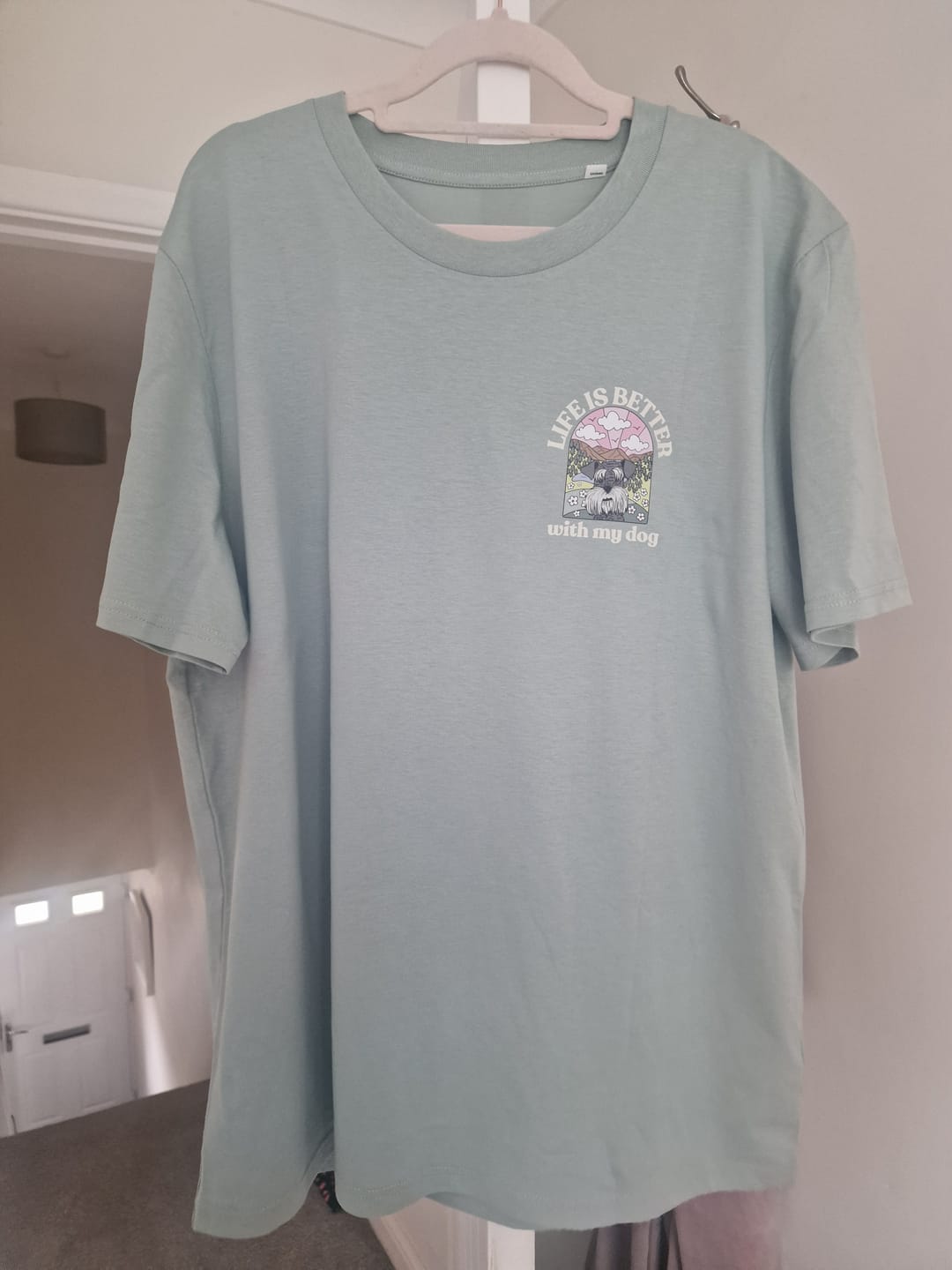 Customer photo review of Personalised Life Is Better With Your Dog T Shirt
