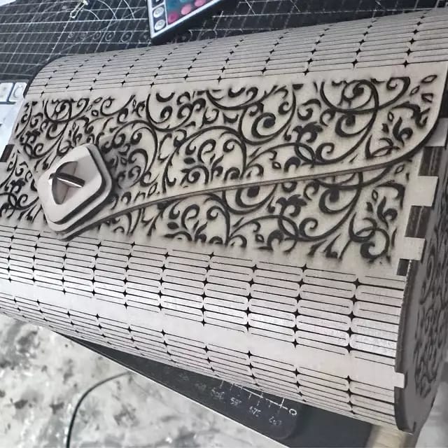 Customer photo review of Wooden clutch handbag purse laser cut svg file