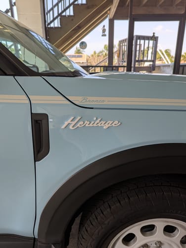 Customer photo review of Custom Emblem Badge, Bronco Style Script Font