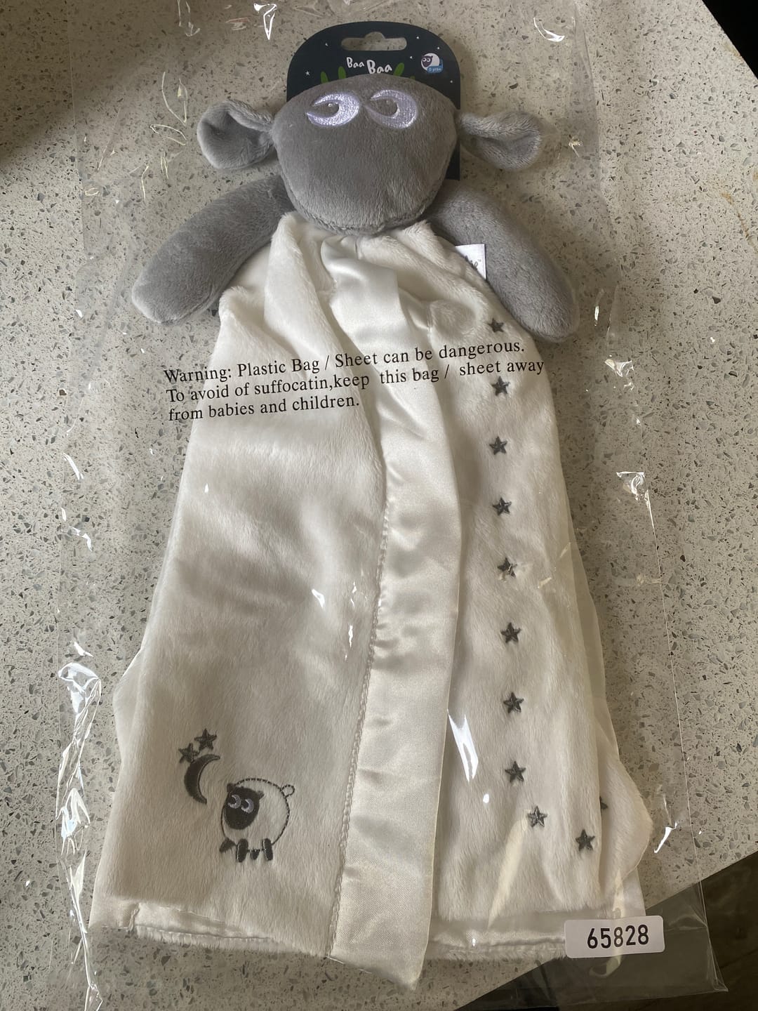 Customer photo review of ewan baa baa blankie | baby comforter | gray