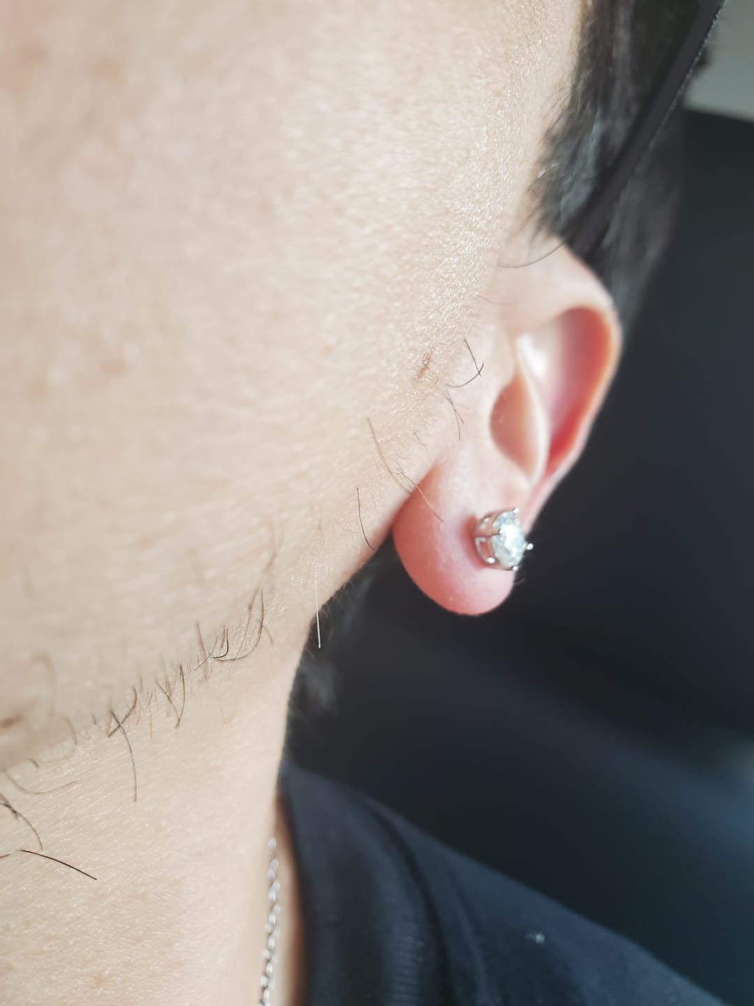 Customer photo review of 6MM Moissanite Earrings