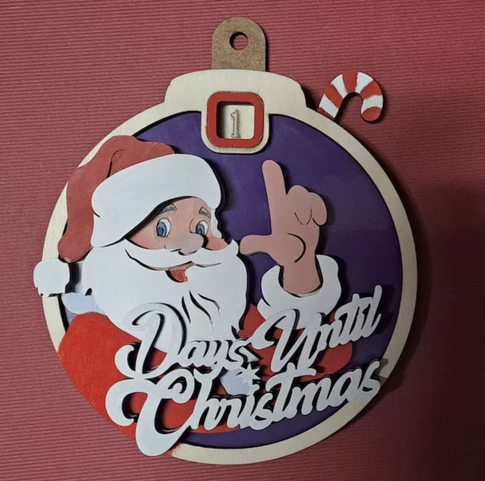 Customer photo review of Christmas Santa Reindeer Countdown Calendar ornament 4 bundle laser cut svg file