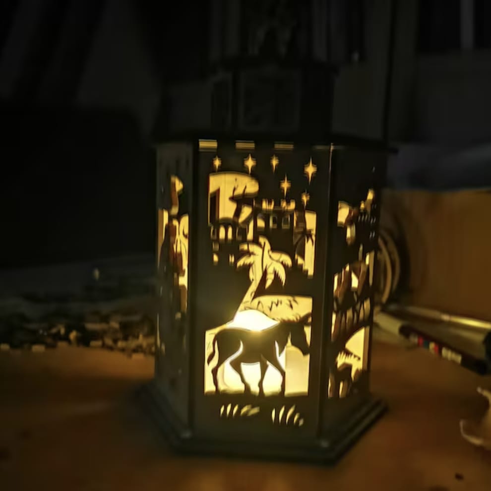 Customer photo review of Nativity ornaments night lamp laser cut svg file