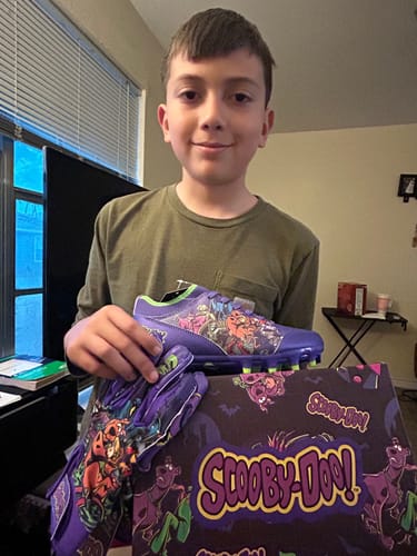 Customer photo review of Scooby-Doo 'Unmasked' Football Gloves - VPS1 by Phenom Elite