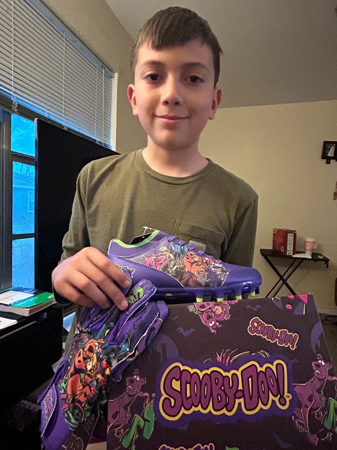 Customer photo review of Scooby-Doo 'Unmasked' Football Gloves - VPS1 by Phenom Elite