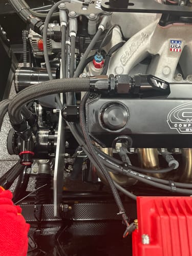 Customer photo review of Motion Raceworks Billet Valve Cover Breather / Oil Drain Black Anodized (Single)