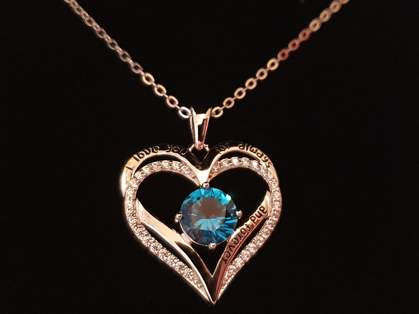 Customer photo review of Olivenorma "I love you for always and forever" - Birtshtone Heart Necklace