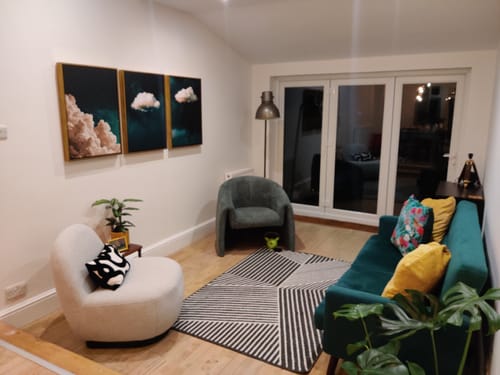 Customer photo review of Teal Clouds Set of 3 Prints