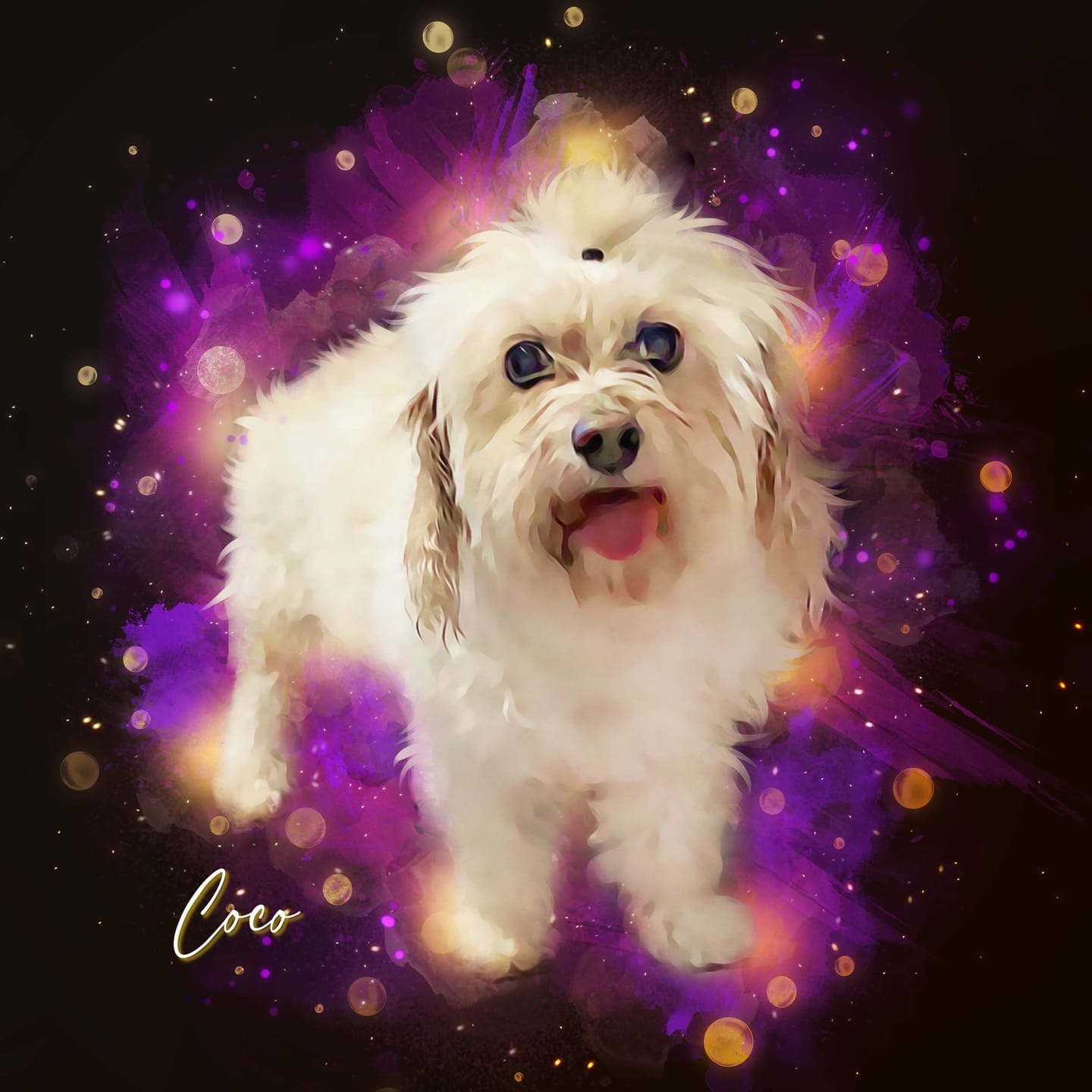 Customer photo review of Custom Neon Watercolor Pet Portrait – Aesthetic Neon Style (AN)