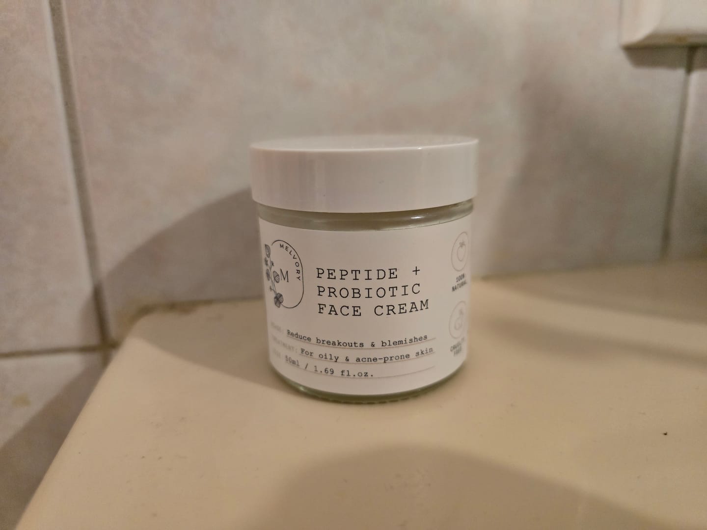 Customer photo review of Peptide + Probiotic Face Cream (New and Improved)