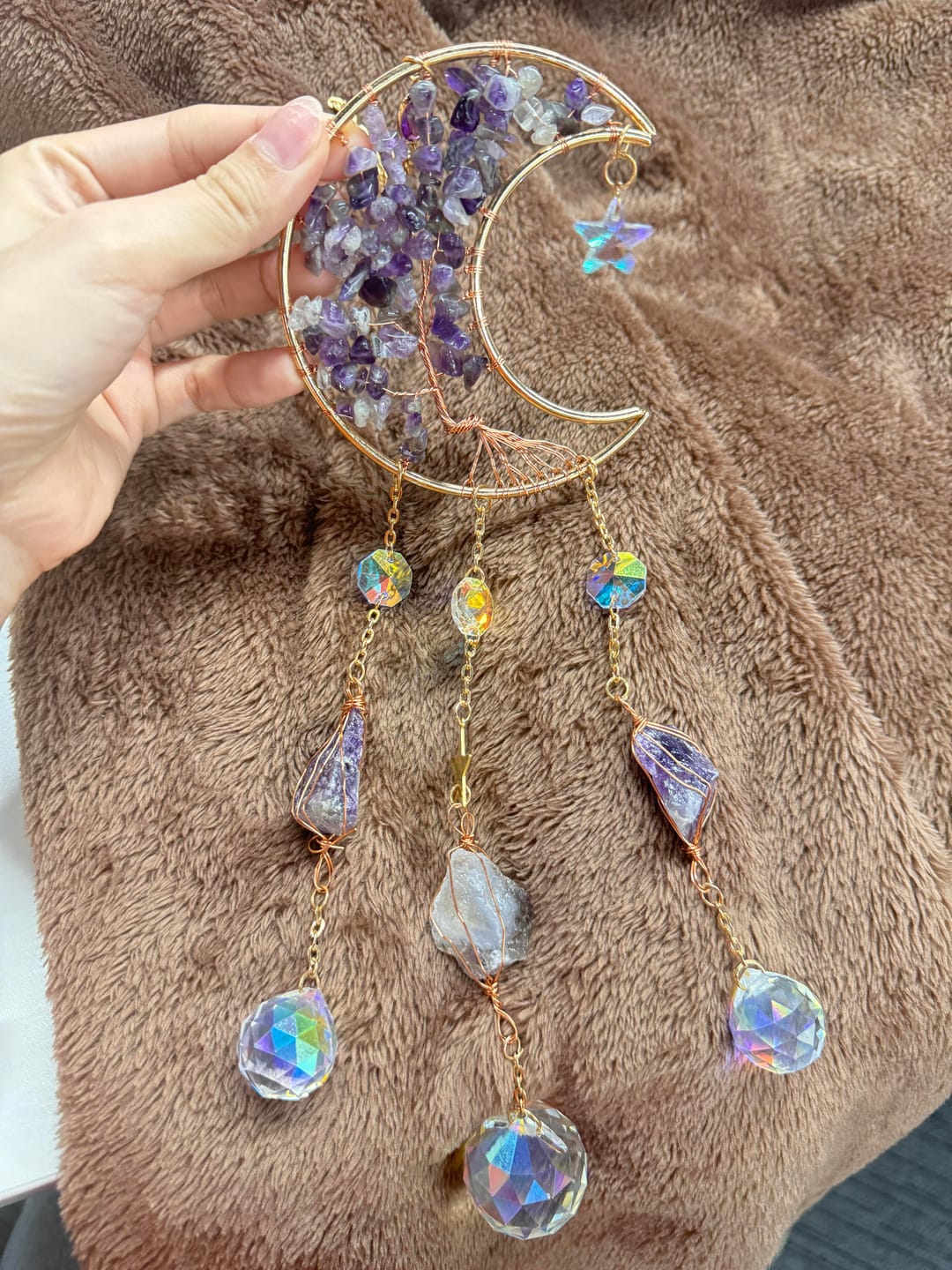 Customer photo review of Olivenorma Amethyst Moon Pendant Suncatcher Wind Chime