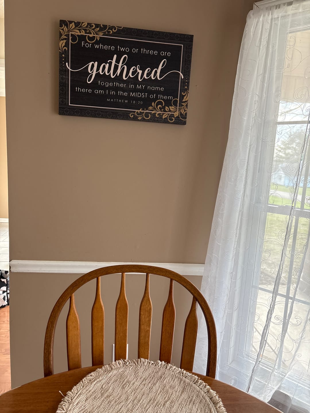 Customer photo review of Where Two Or Three Are Gathered Together In My Name Matthew 18:20 Wall Art Canvas