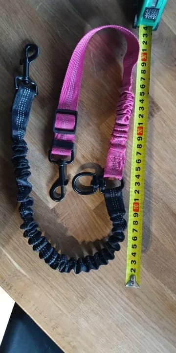 Customer photo review of Dual Dog Leash Attachment -  Shock Absorbing Adjustable Strap