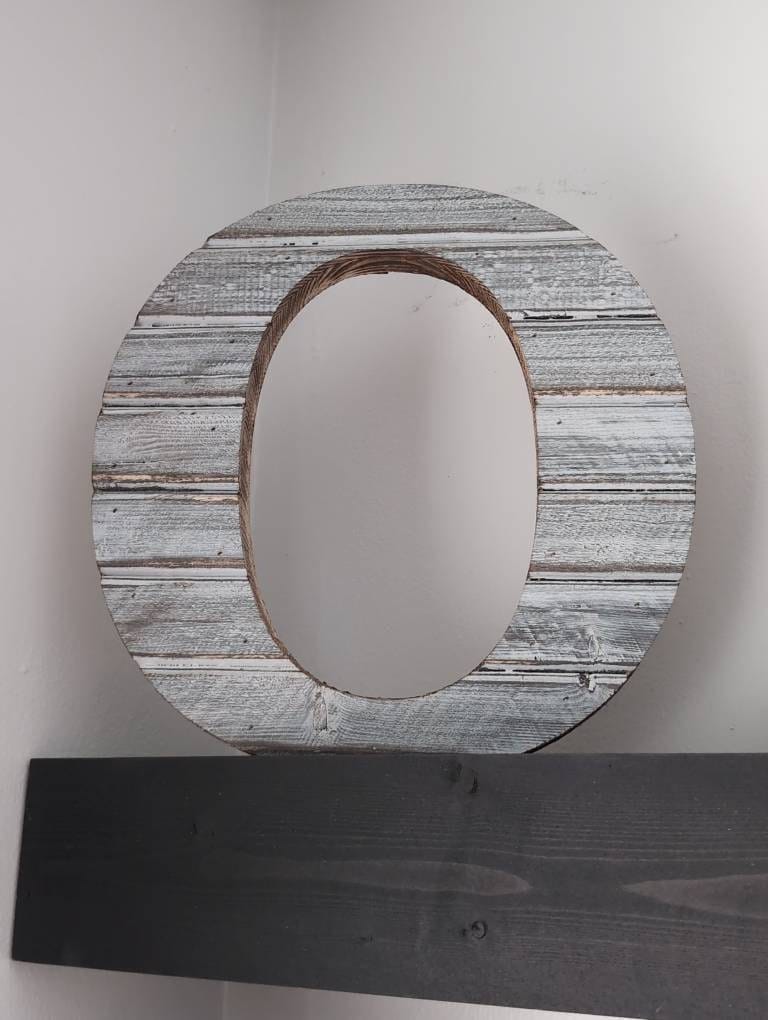 Customer photo review of Farmhouse Wood Slat Letters - Weathered White