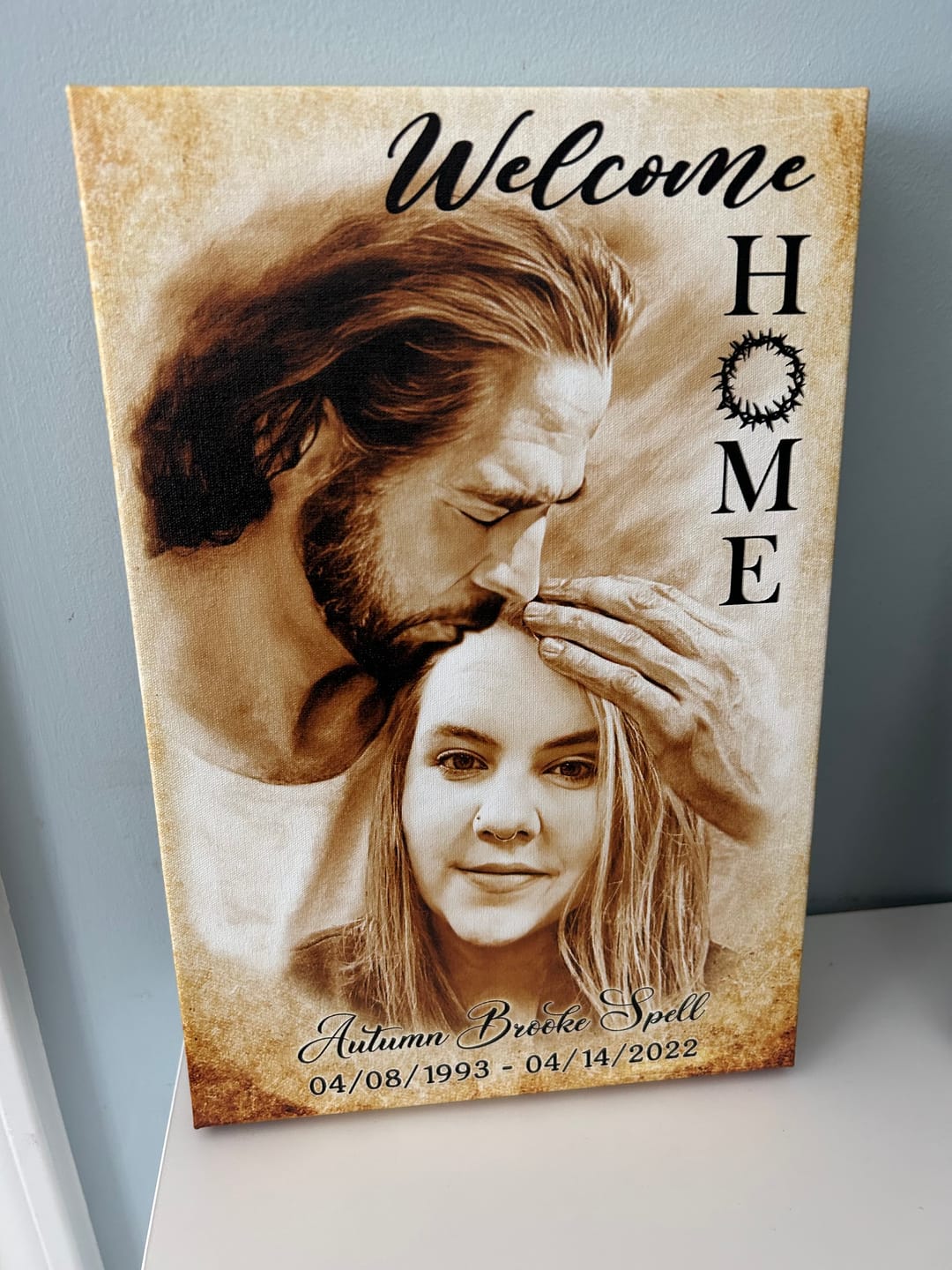 Customer photo review of Custom Canvas Prints, God Sympathy Gifts, Jesus Memorial Gift, Remembrance Gifts, Bereavement Gift, Welcome Home Jesus Canvas