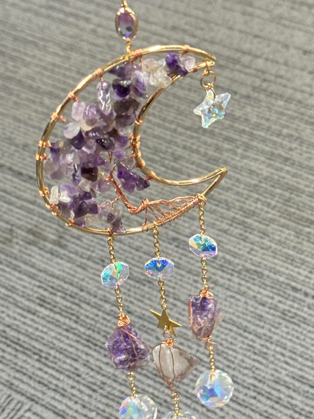 Customer photo review of Olivenorma Amethyst Moon Pendant Suncatcher Wind Chime