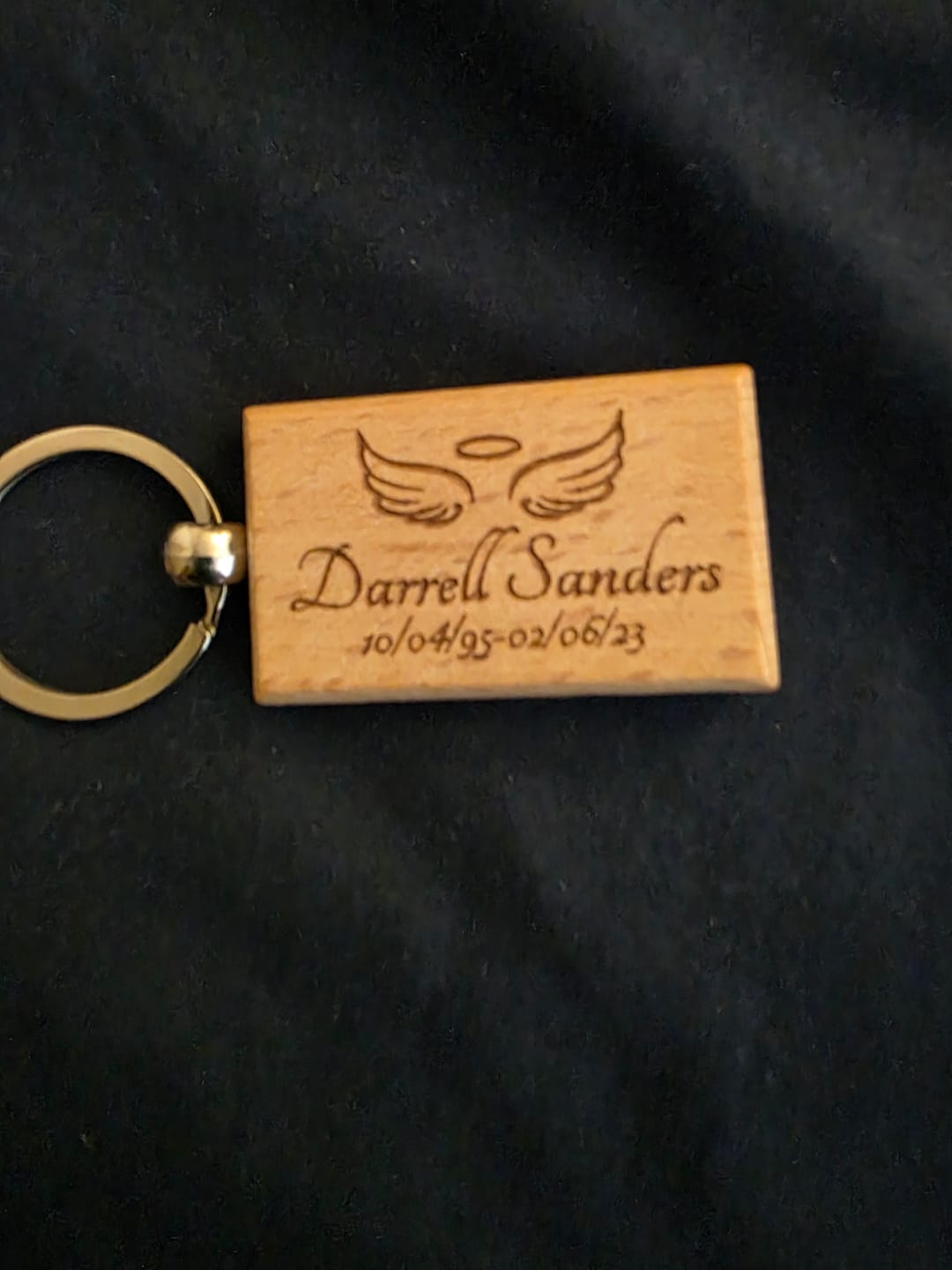 Customer photo review of Angel Wings Keychain - Customizable