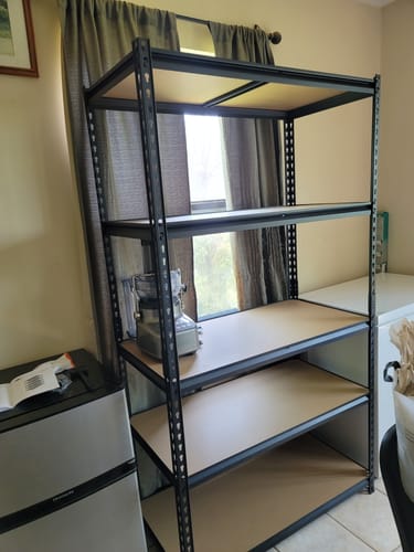 Customer photo review of Reibii 40"W x 20"D Metal Storage Shelves, 2,500lbs Heavy Duty Garage Shelving, Adjustable Shelves for Closet Warehouse Commercial