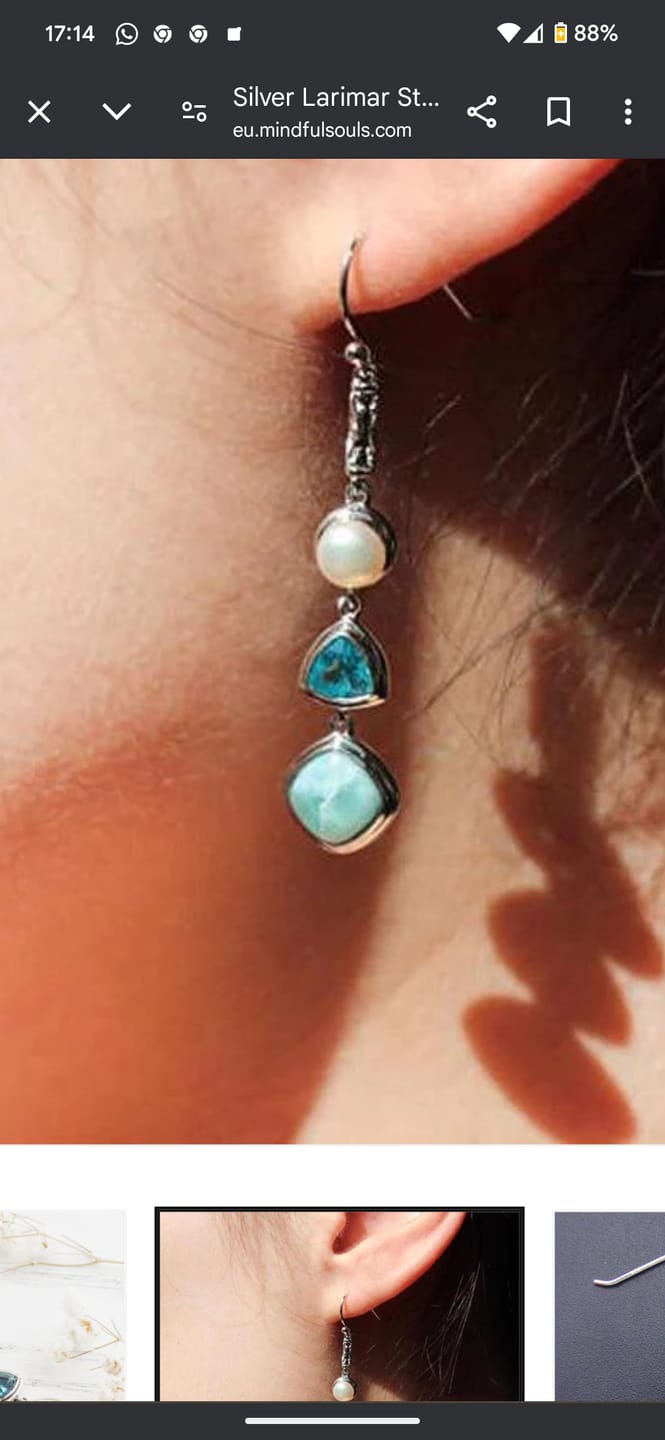 Customer photo review of Silver Larimar Earrings