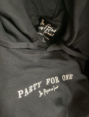 Customer photo review of party for one hoodie