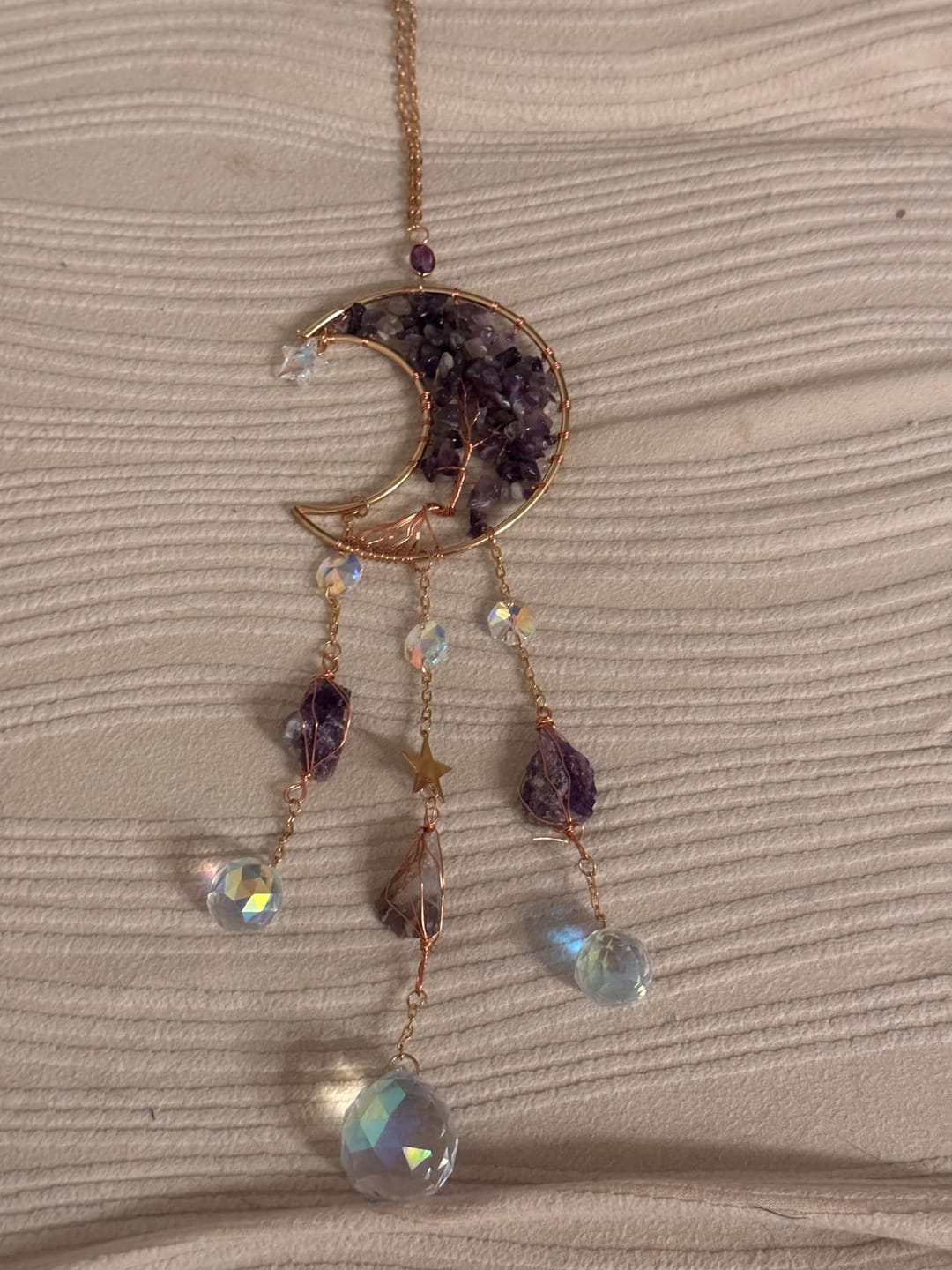 Customer photo review of Olivenorma Amethyst Moon Pendant Suncatcher Wind Chime