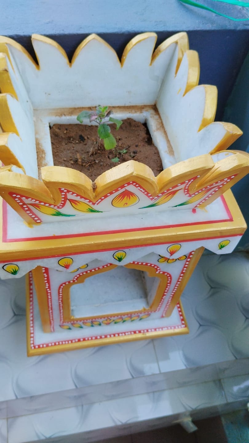Customer photo review of Marble Tulsi Pot, Traditional Painting (Small) - Handicraft Bazaar