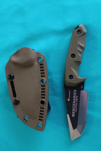 MINI MERCENARY D2 Fixed Blade | Brown G10 EDC Camping Knife