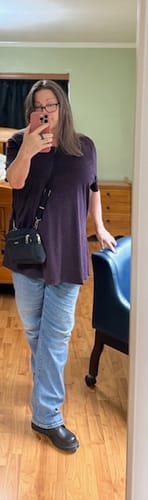 Customer photo review of Addie Short Sleeve Crew - Deep Plum
