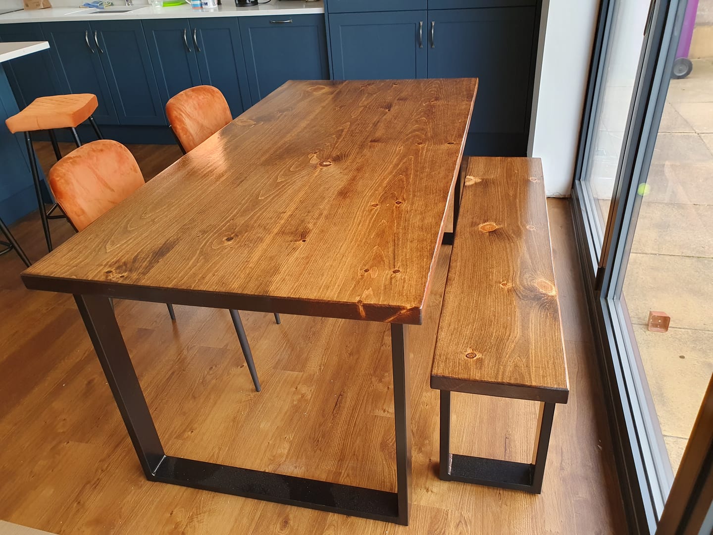 Customer photo review of Industrial Dining Table with Square Frame Leg