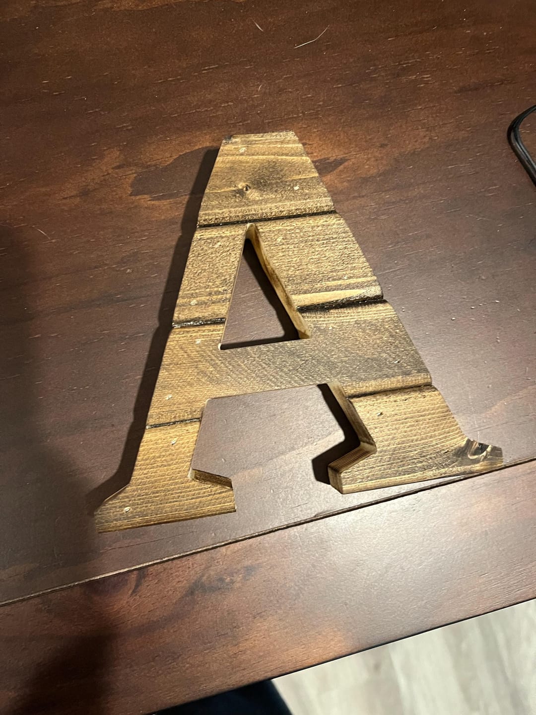 Customer photo review of Farmhouse Wood Slat Letters - Dark Pine