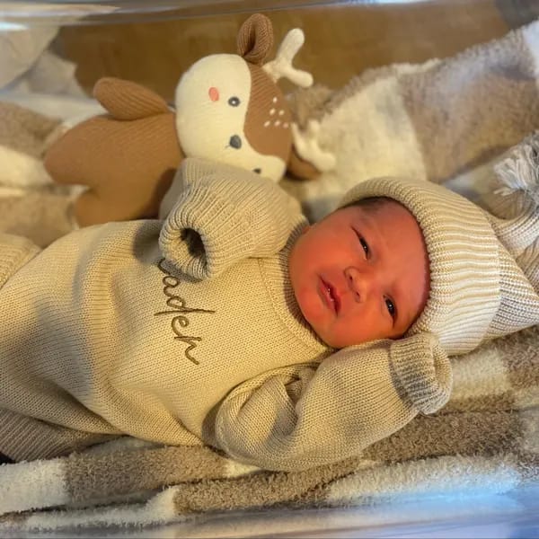 Customer photo review of Knit Pom Hat - Oat