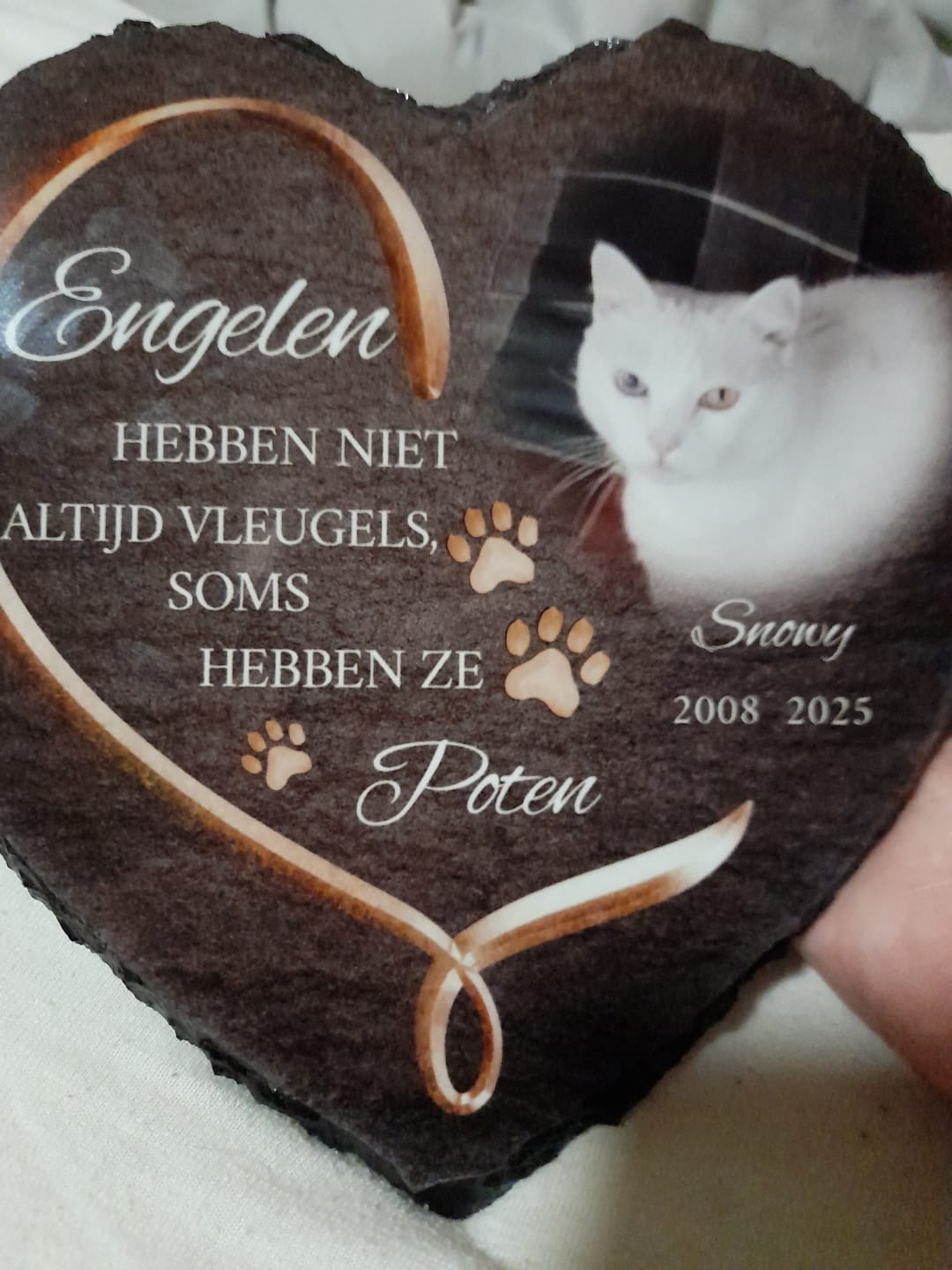 Customer photo review of Engelen hebben poten - Gepersonaliseerde leisteen hart
