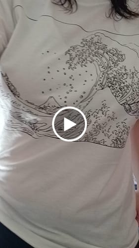 Customer video review of Hokusai Wave Line art T-shirt