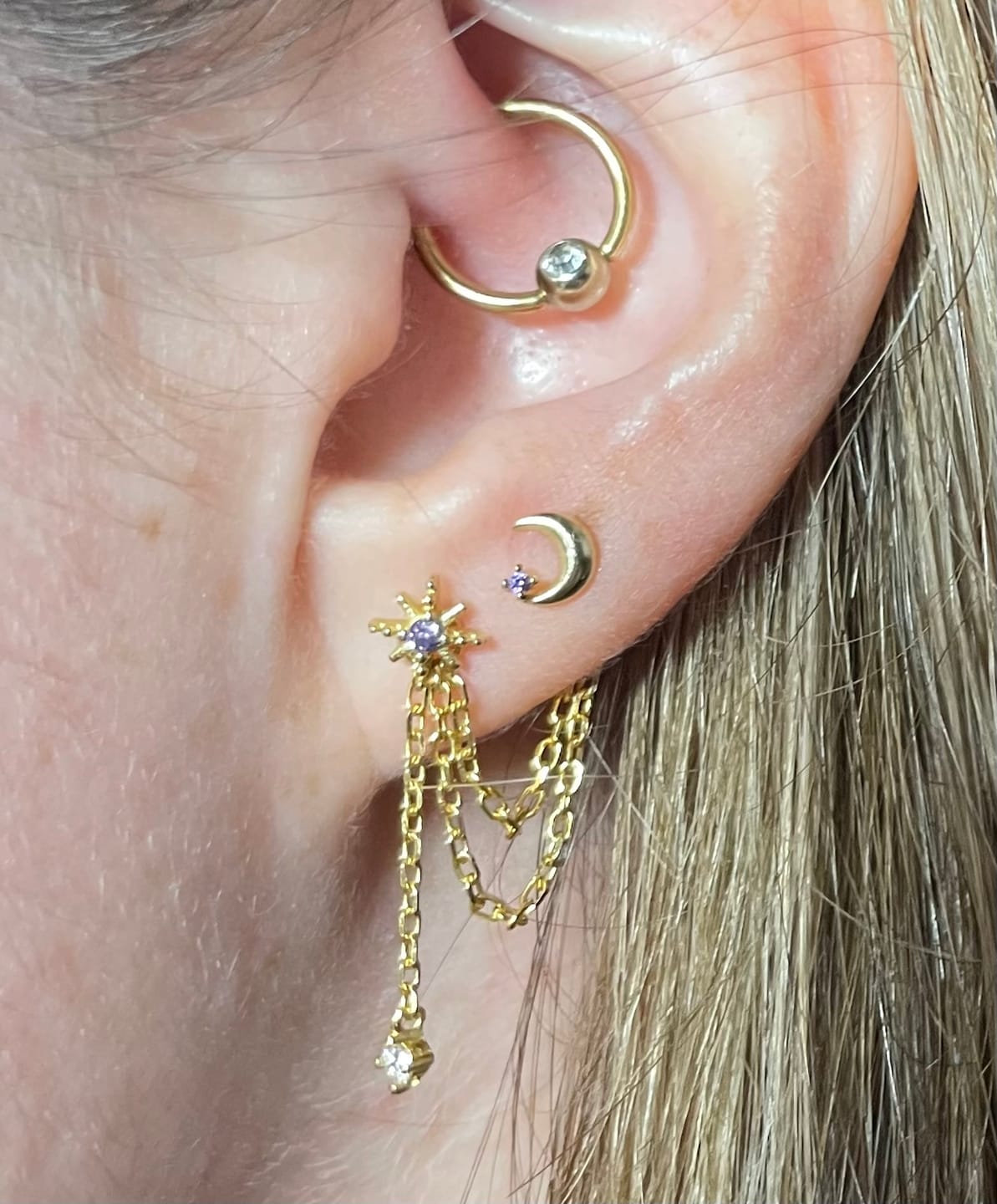 Customer photo review of Layered Drop Chain Charm