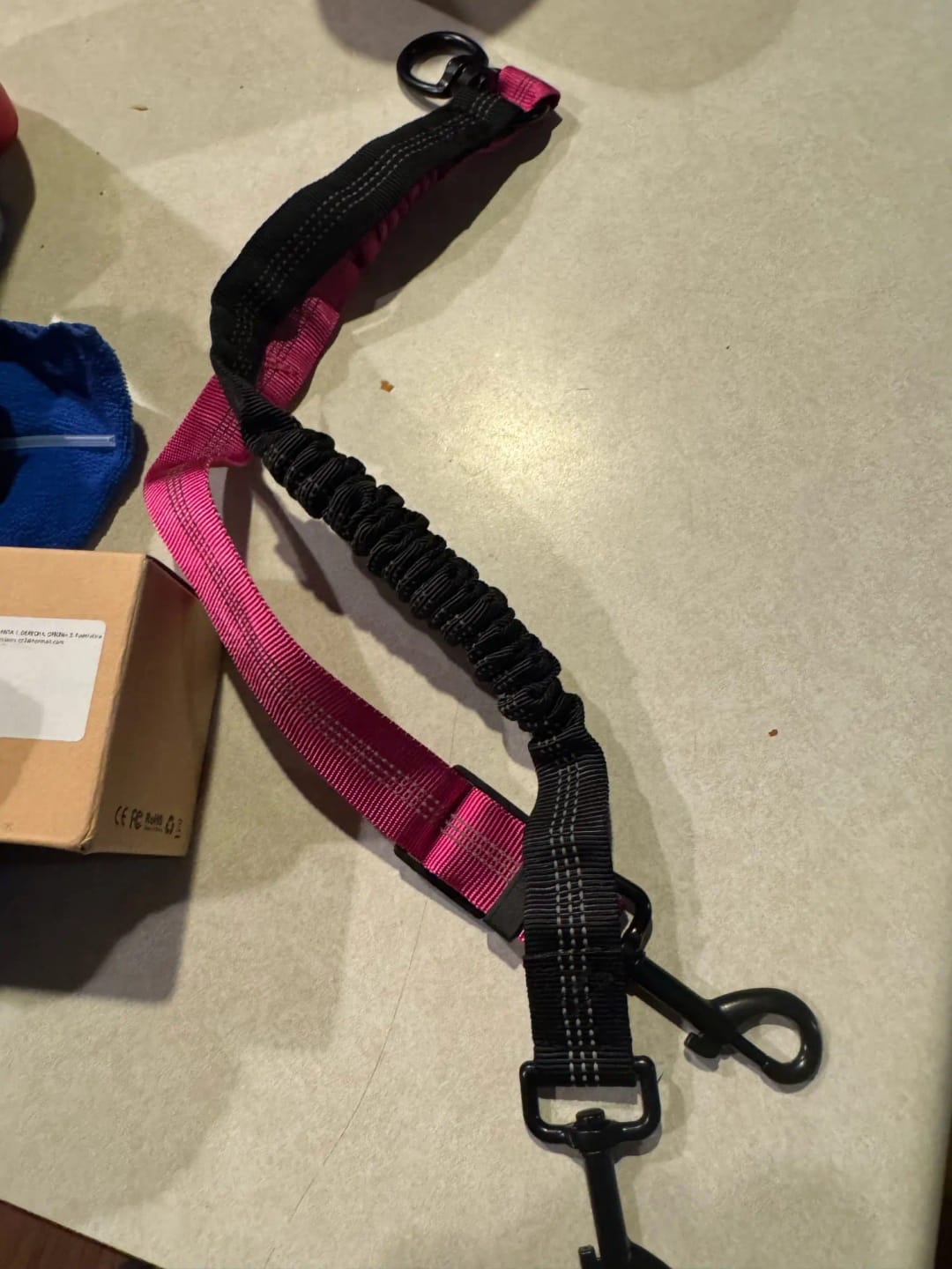 Customer photo review of Dual Dog Leash Attachment -  Shock Absorbing Adjustable Strap