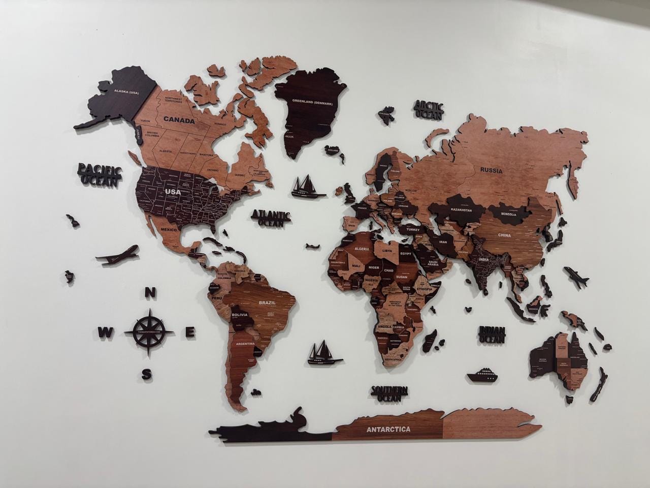 Customer photo review of 3D Wooden Texture Wooden Worldmap