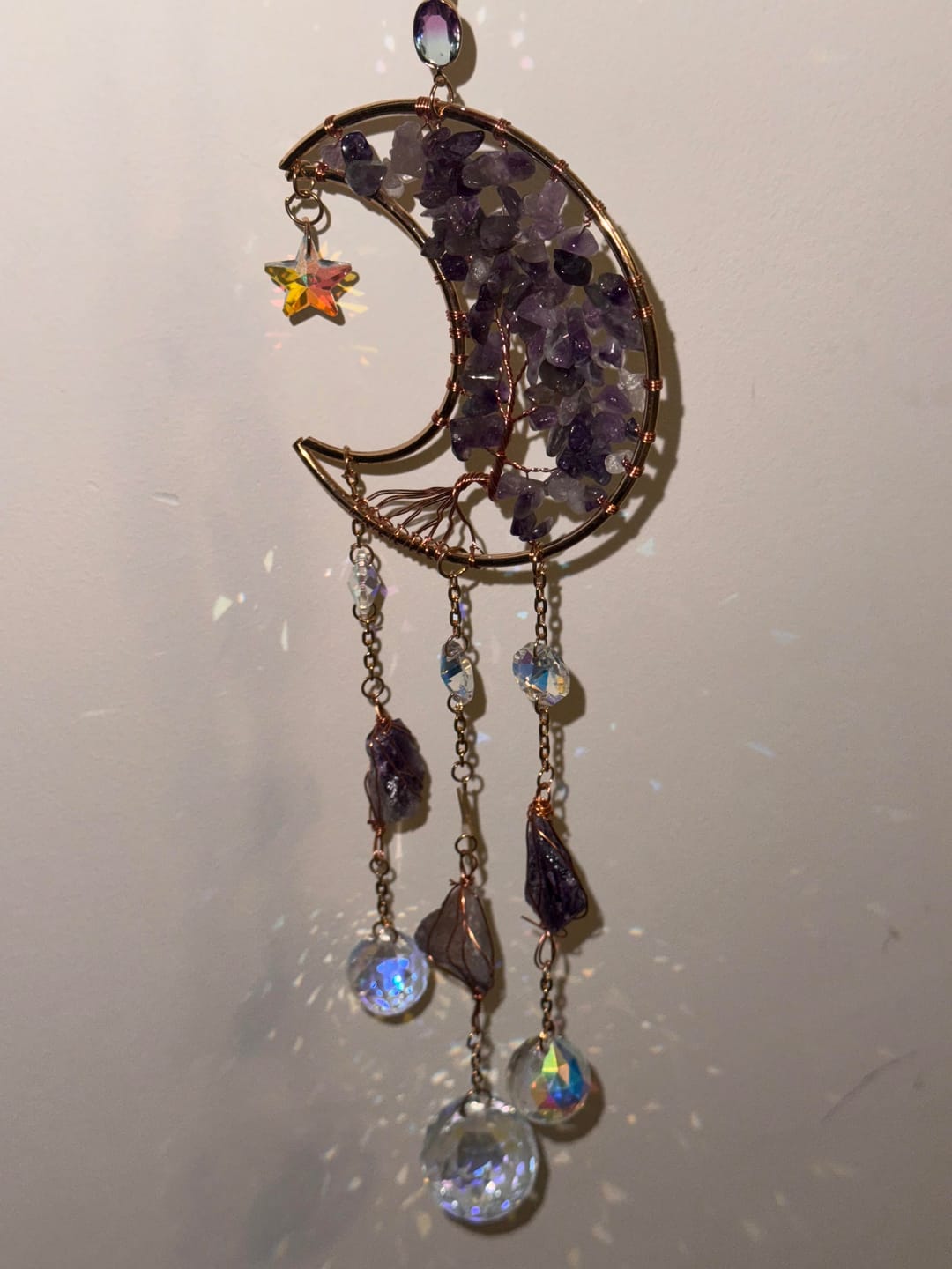 Customer photo review of Olivenorma Amethyst Moon Pendant Suncatcher Wind Chime
