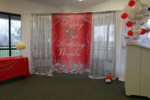 Customer photo review of Customized Sweet 16 Backdrop