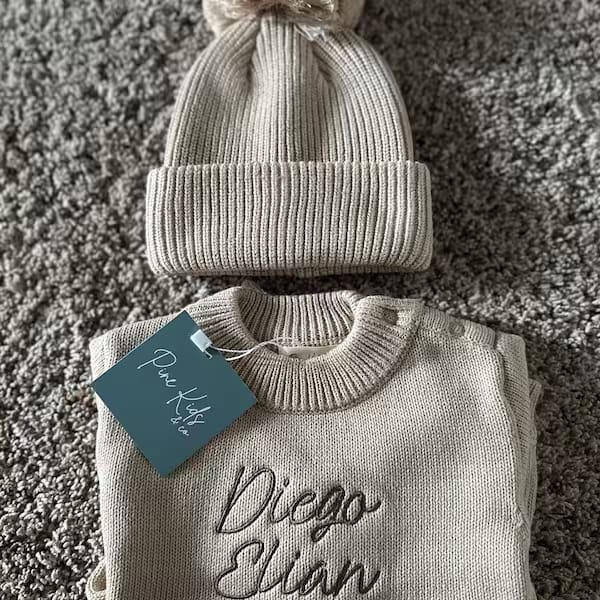 Customer photo review of Knit Pom Hat - Oat