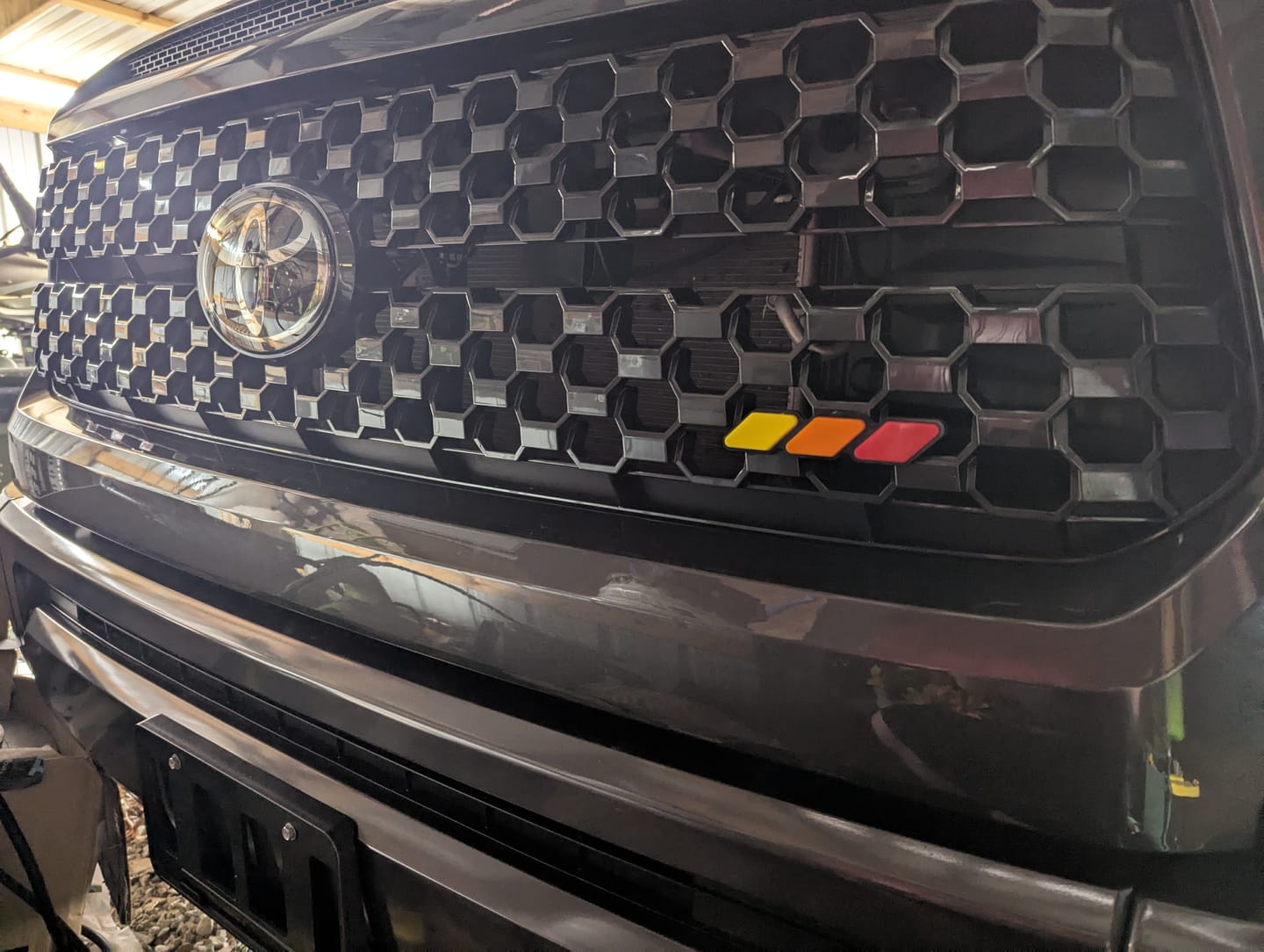 Customer photo review of TRI-COLOR TRD PRO GRILLE BADGE EMBLEM