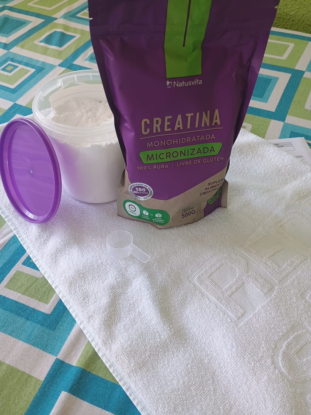 Customer photo review of Creatina 100% Pura (500g). Monohidratada e Micronizada 180 mícrons. Livre de Metais Pesados