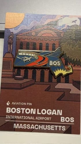 Customer photo review of Airport Enamel Pin | BOS - Massachusetts