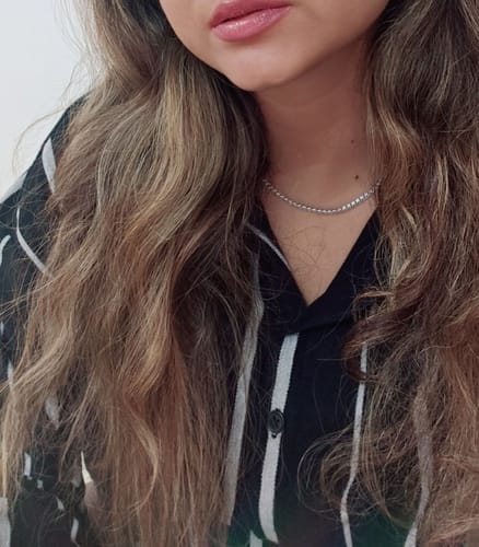 Customer photo review of TENNIS NECKLACE/CHOKER (3MM) - Fine Silver
