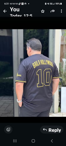 Customer photo review of Custom Black Black-Old Gold Performance T-Shirt